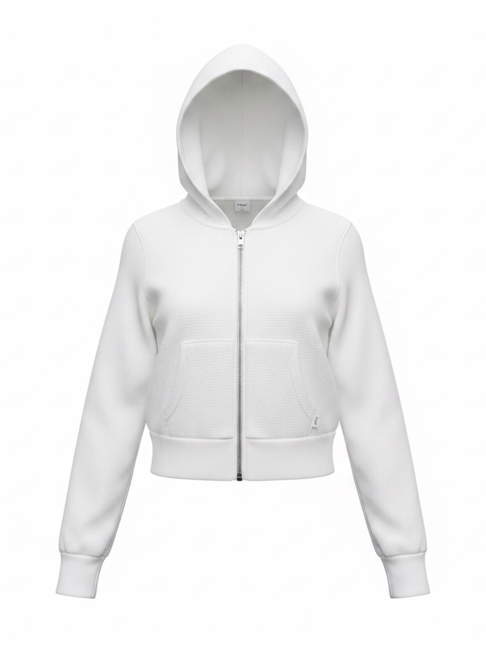 Aritzia TNA Cropped Waffle Zip Hoodie - White - Extra Small